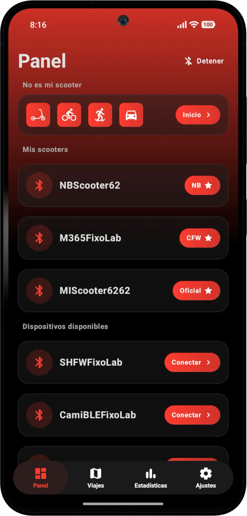 Scooter Tools Android - Panel
