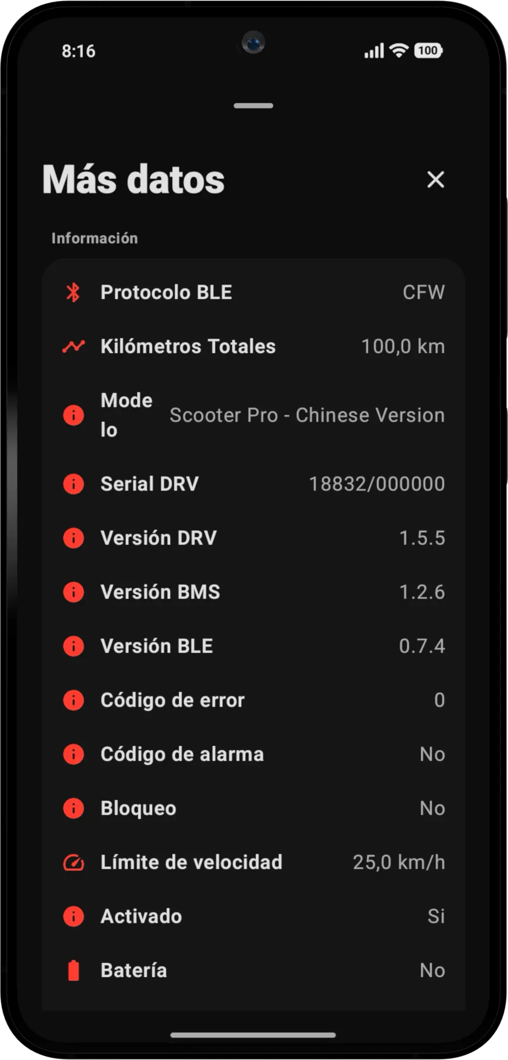 Scooter Tools Android - Estadísticas