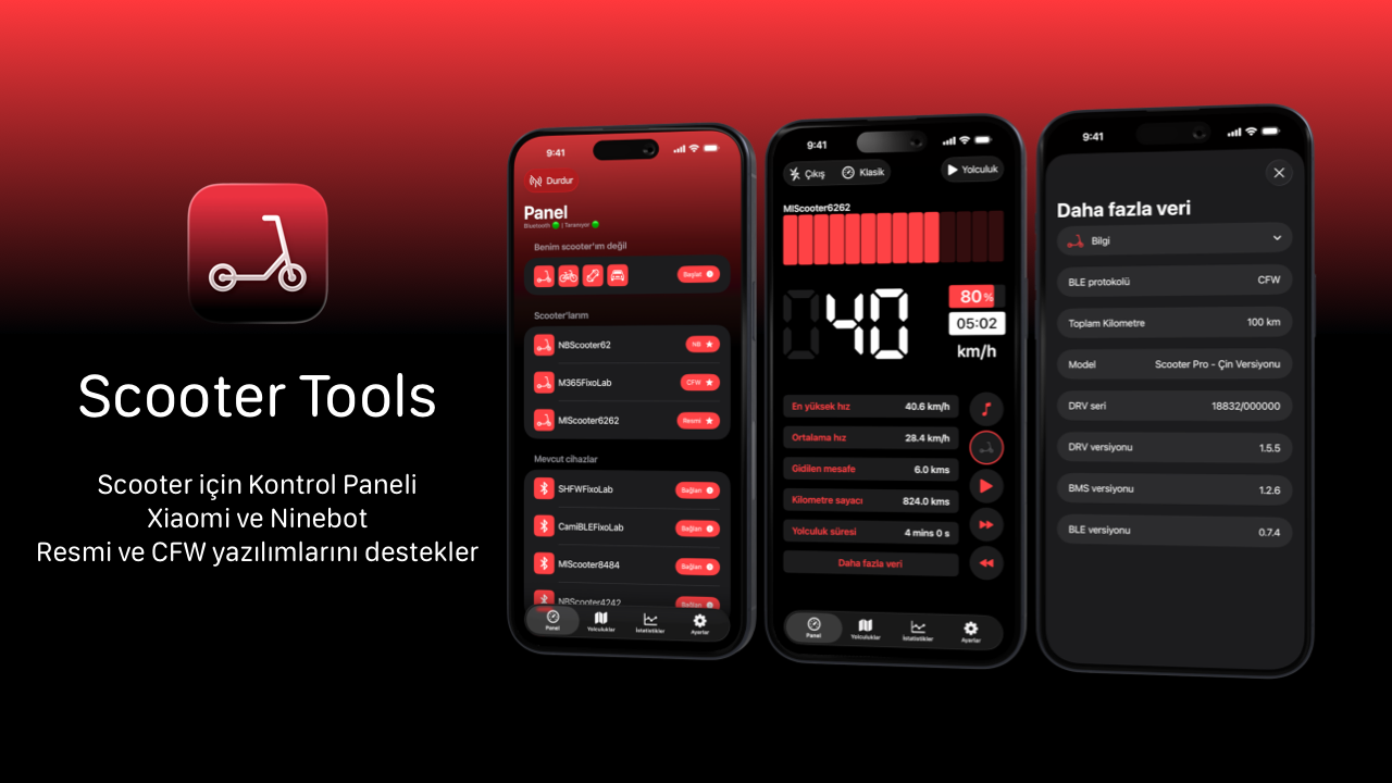 Scooter Tools Android 1.0: elektrikli scooter paneliniz Android’e geliyor