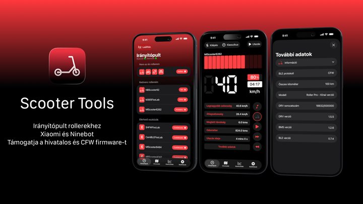 Scooter Tools Androidra 1.0 az elektromos roller műszerfalad megérkezik Androidra