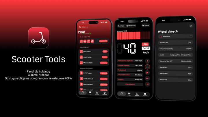 Scooter Tools na Androida 1.0 panel hulajnogi elektrycznej trafia na Androida