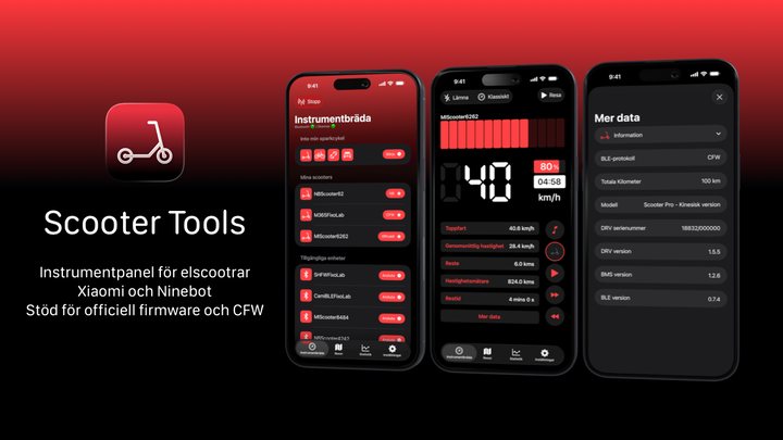 Scooter Tools för Android 1.0 din elscooterpanel kommer till Android