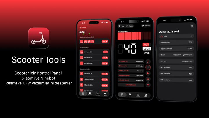 Scooter Tools Android 1.0 elektrikli scooter paneliniz Android’e geliyor