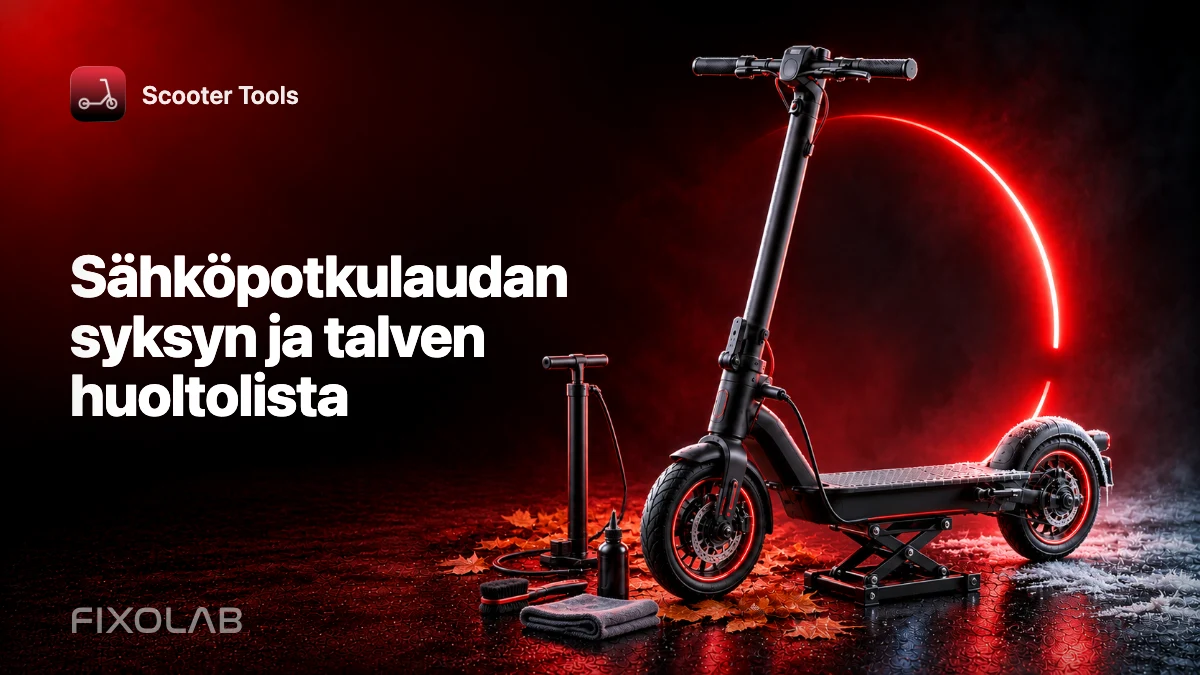Sähköpotkulaudan syksyn ja talven huoltolista Sähköpotkulaudan syksyn ja talven huoltolista