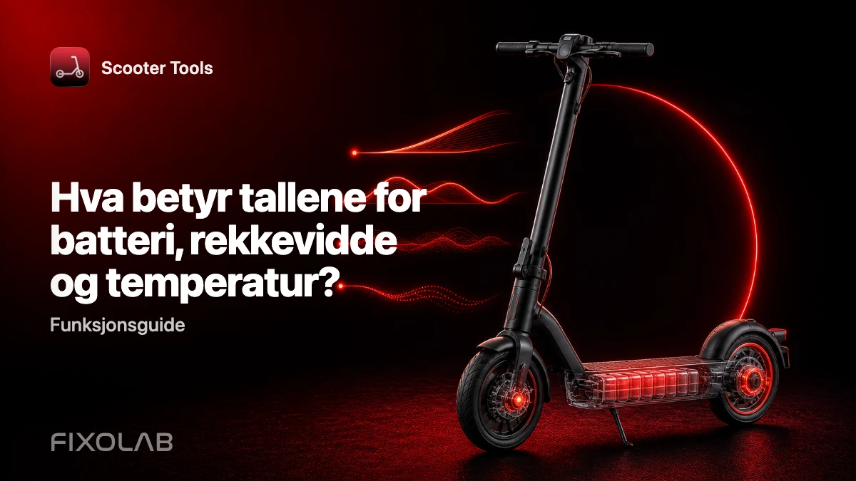 Lese batteri, rekkevidde, temperatur og kjørelengde i Scooter Tools