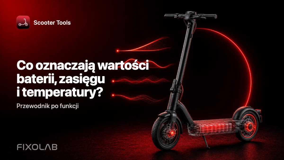 Odczyt baterii, zasięgu, temperatury i przebiegu w Scooter Tools
