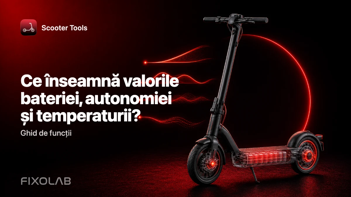 Citirea bateriei, autonomiei, temperaturii și kilometrajului în Scooter Tools