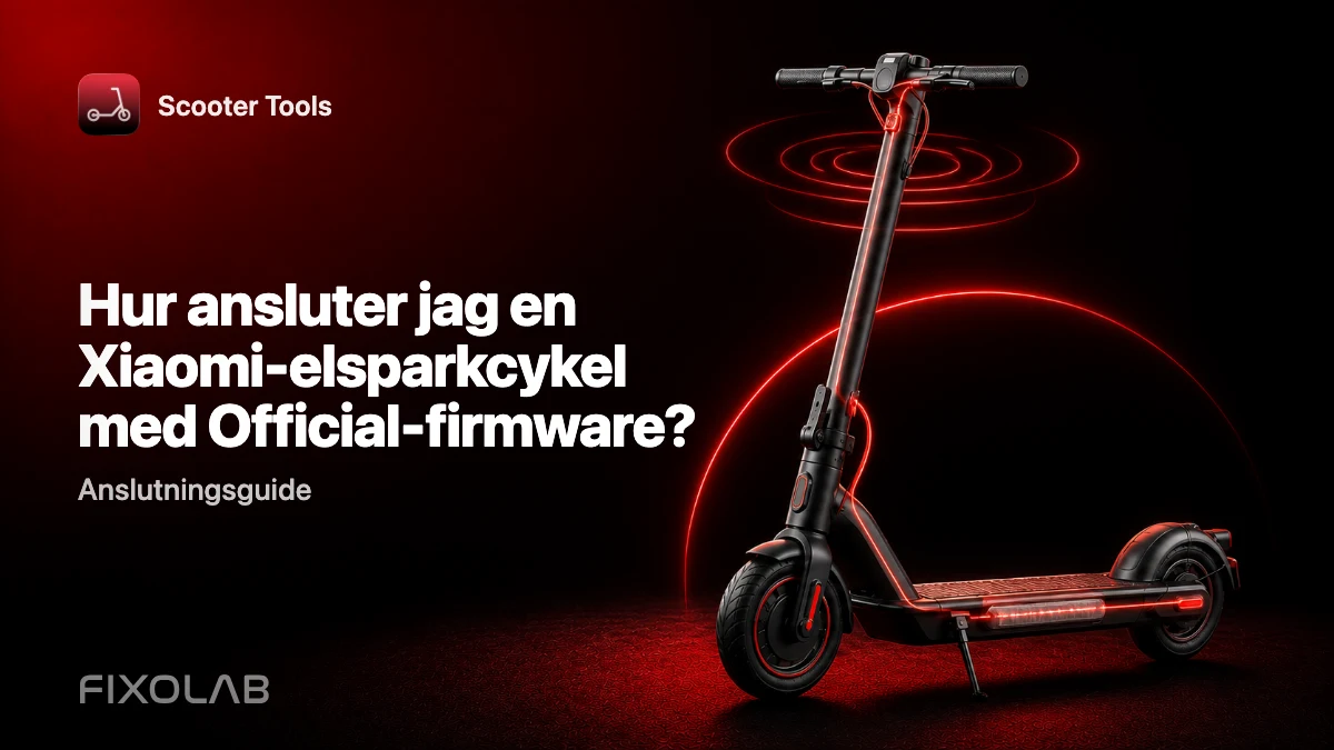 Ansluta en Xiaomi-elsparkcykel med Official-firmware till Scooter Tools