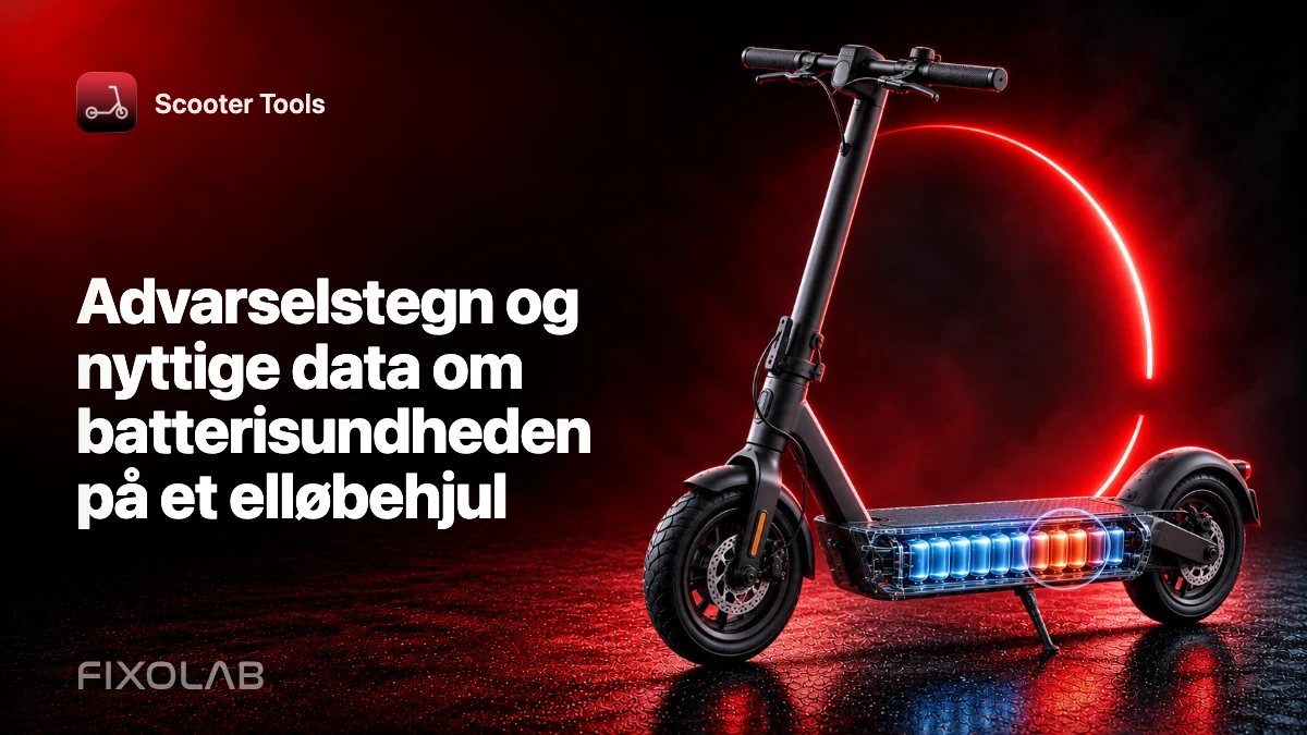 Advarselstegn og nyttige data om batterisundheden på et elløbehjul Advarselstegn og nyttige data om batterisundheden på et elløbehjul