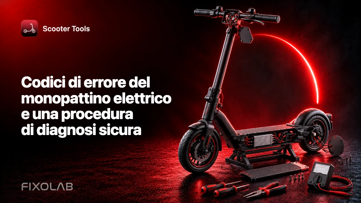 Codici di errore del monopattino elettrico e una procedura di diagnosi sicura