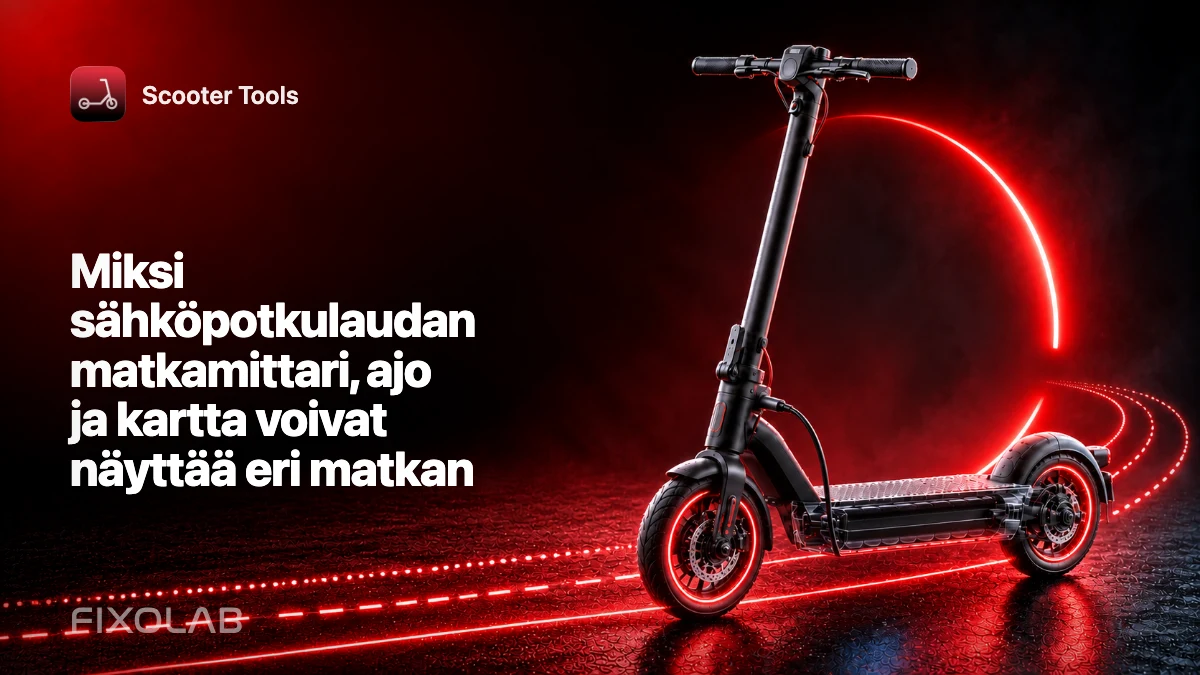 Miksi sähköpotkulaudan matkamittari, ajo ja kartta voivat näyttää eri matkan