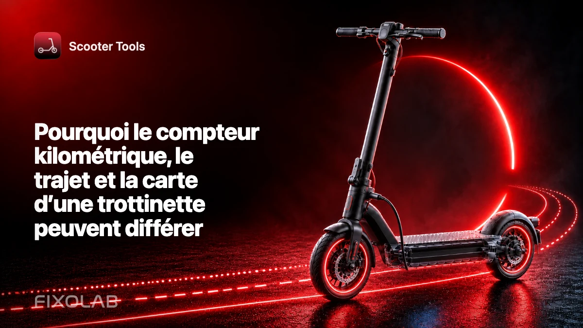 Pourquoi le compteur kilométrique, le trajet et la carte d’une trottinette peuvent différer Pourquoi le compteur kilométrique, le trajet et la carte d’une trottinette peuvent différer
