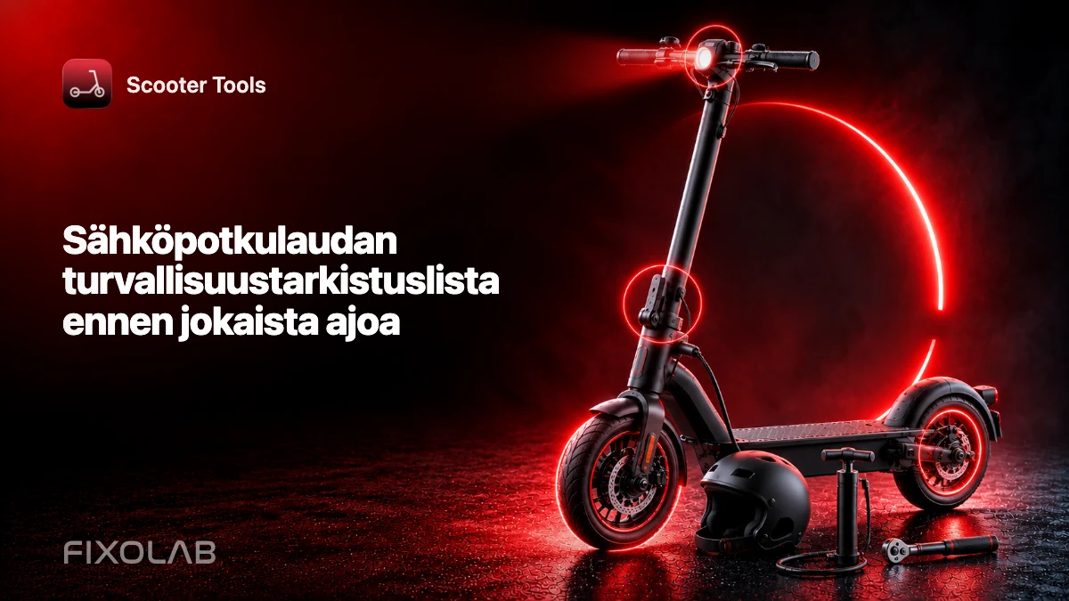 Sähköpotkulaudan turvallisuustarkistuslista ennen jokaista ajoa