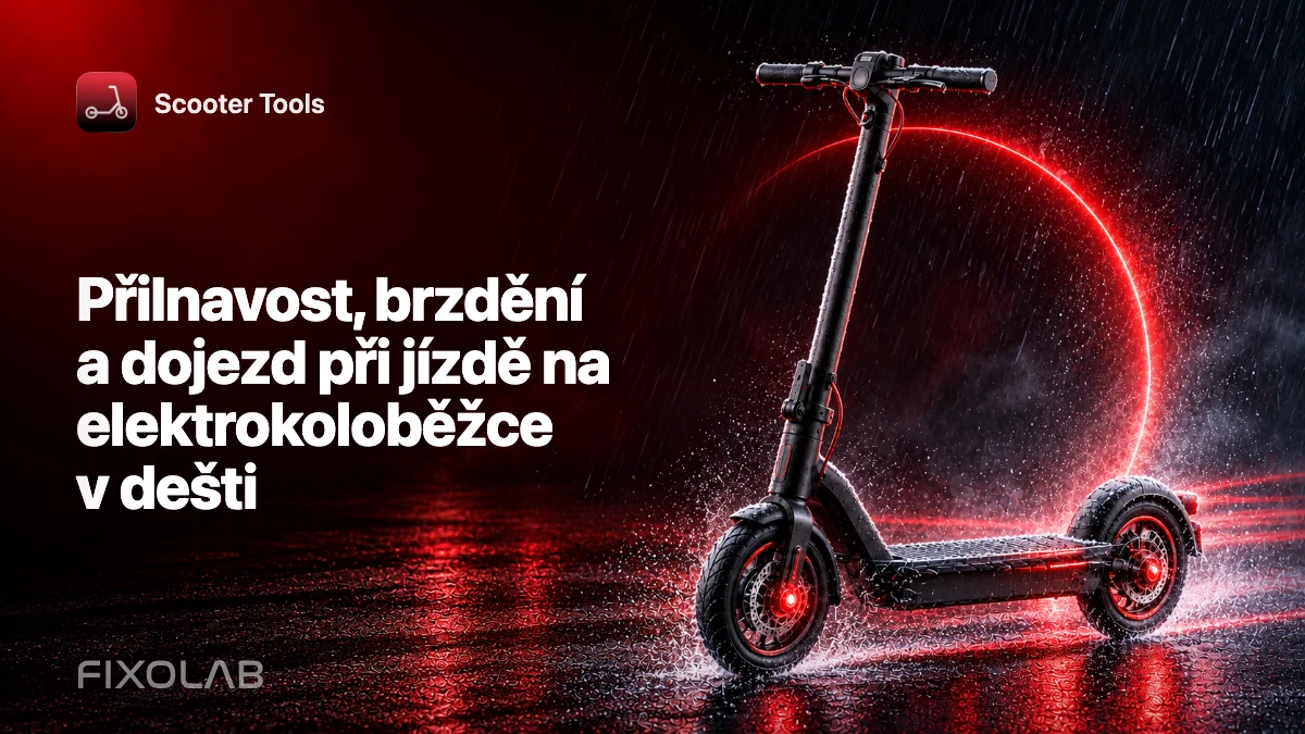 Přilnavost, brzdění a dojezd při jízdě na elektrokoloběžce v dešti