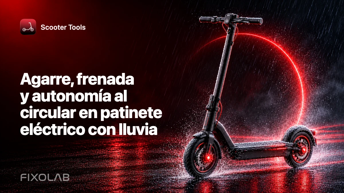 Agarre, frenada y autonomía al circular en patinete eléctrico con lluvia