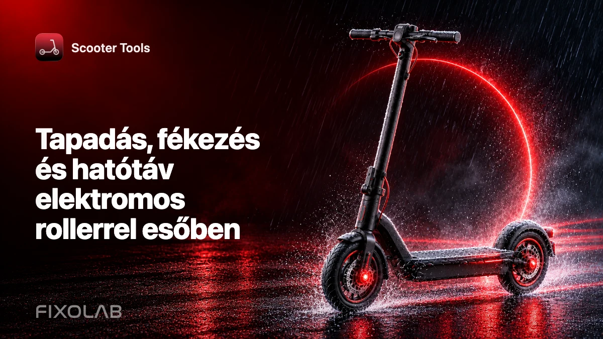 Tapadás, fékezés és hatótáv elektromos rollerrel esőben