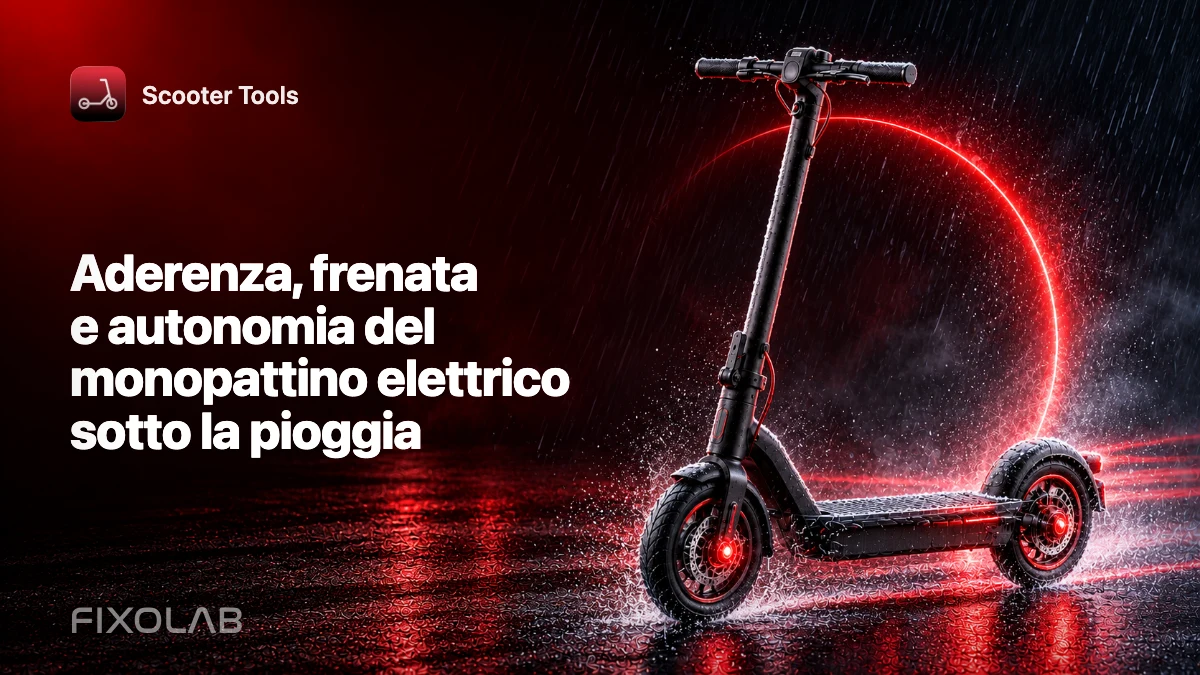 Aderenza, frenata e autonomia del monopattino elettrico sotto la pioggia