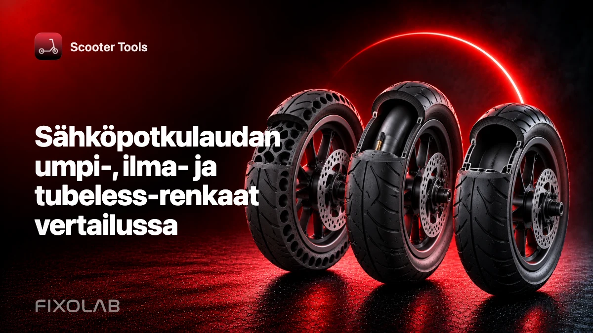 Sähköpotkulaudan umpi-, ilma- ja tubeless-renkaat vertailussa