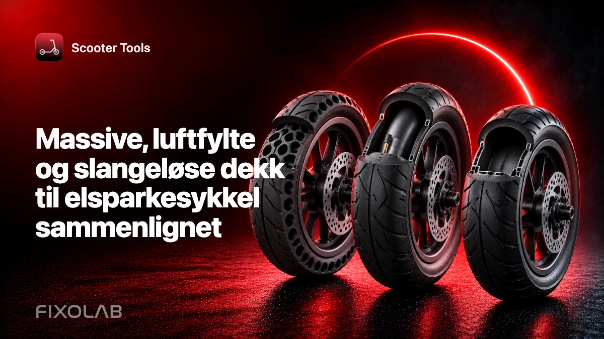 Massive, luftfylte og slangeløse dekk til elsparkesykkel sammenlignet