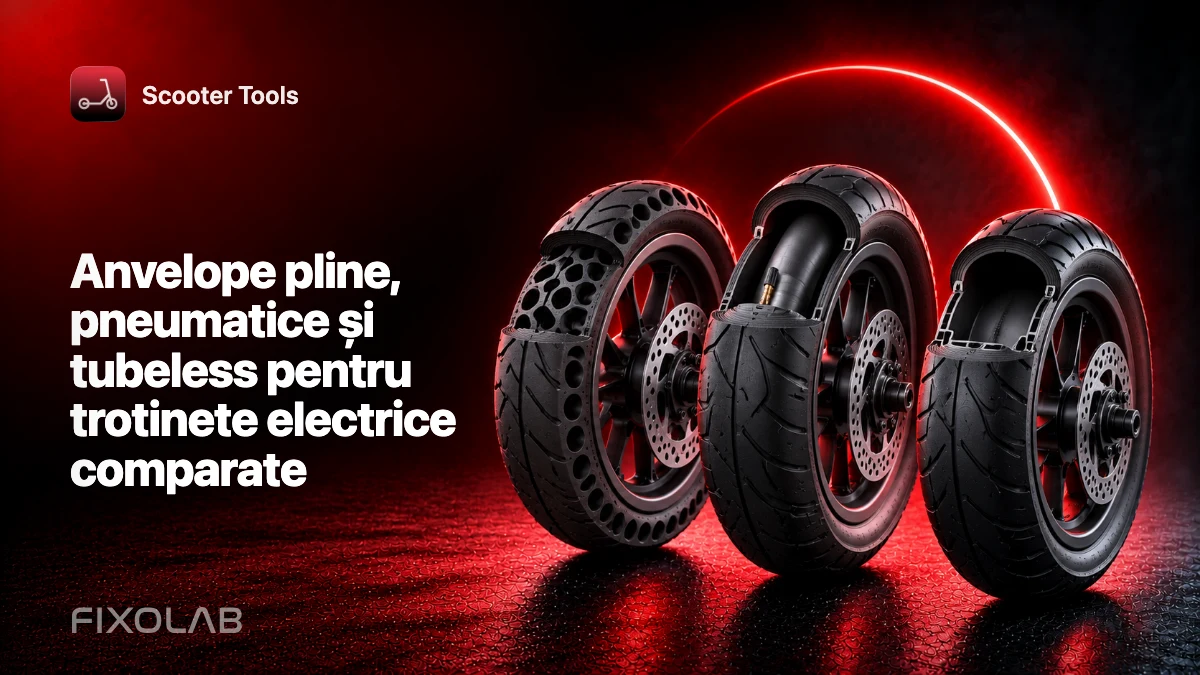 Anvelope pline, pneumatice și tubeless pentru trotinete electrice comparate
