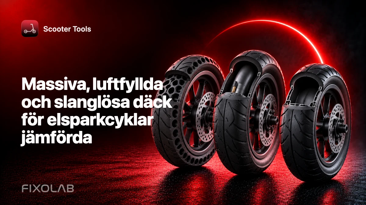 Massiva, luftfyllda och slanglösa däck för elsparkcyklar jämförda Massiva, luftfyllda och slanglösa däck för elsparkcyklar jämförda