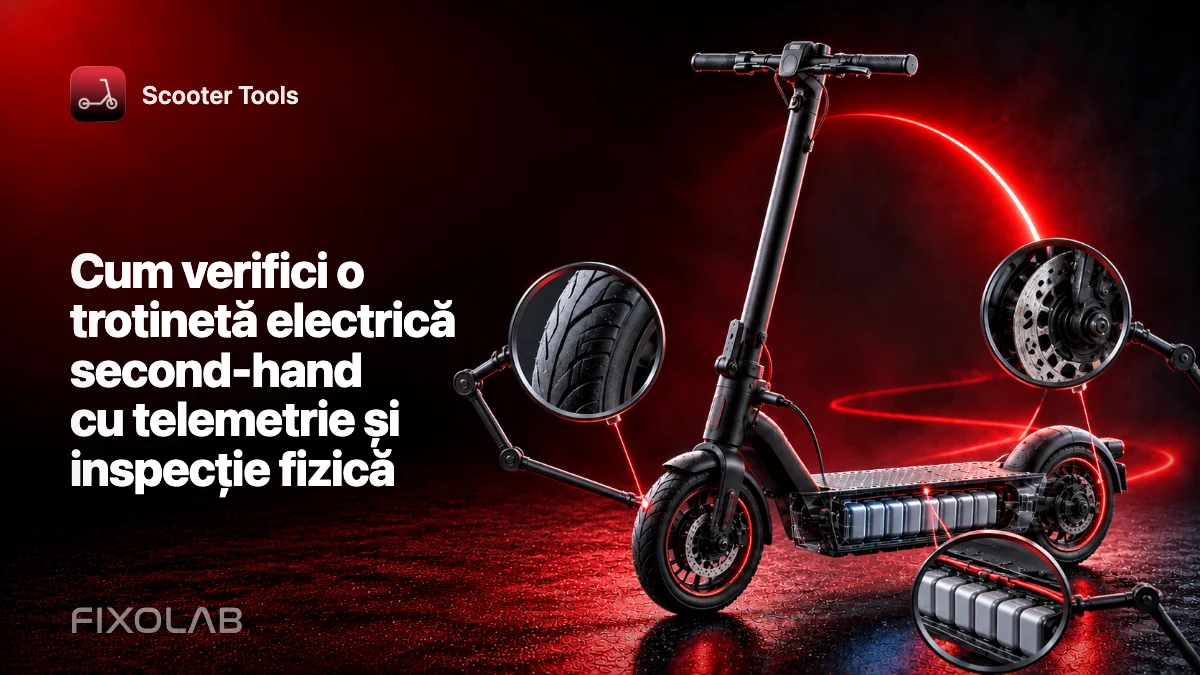Cum verifici o trotinetă electrică second-hand cu telemetrie și inspecție fizică Cum verifici o trotinetă electrică second-hand cu telemetrie și inspecție fizică